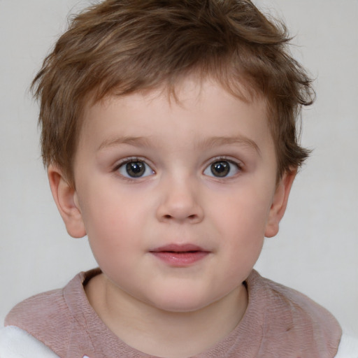 Neutral white child male with short  brown hair and brown eyes