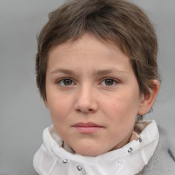 Neutral white young-adult female with short  brown hair and brown eyes