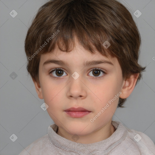 Neutral white child male with short  brown hair and brown eyes