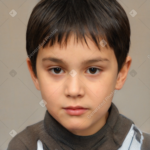 Neutral white child male with short  brown hair and brown eyes