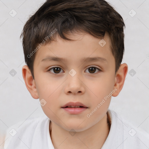 Neutral white child male with short  brown hair and brown eyes