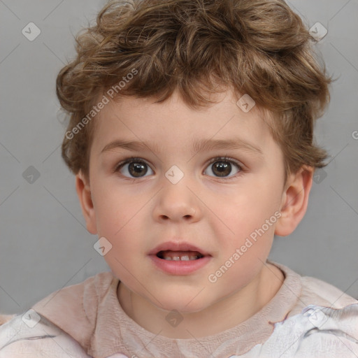 Neutral white child male with short  brown hair and brown eyes
