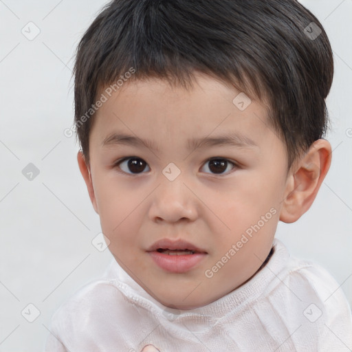 Neutral white child male with short  brown hair and brown eyes