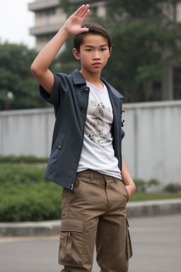 Vietnamese teenager boy with  brown hair