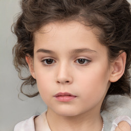 Neutral white child female with medium  brown hair and brown eyes