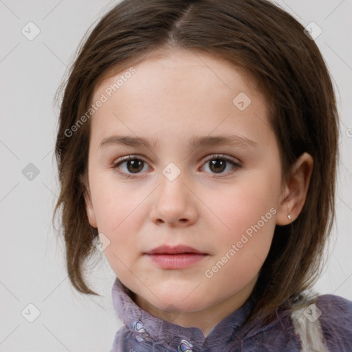 Neutral white child female with medium  brown hair and brown eyes