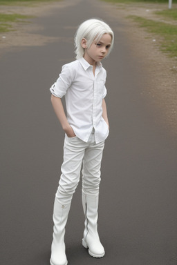 Austrian child boy with  white hair