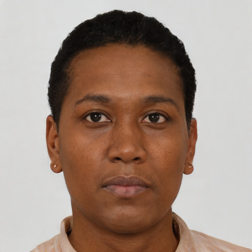 Neutral black young-adult male with short  brown hair and brown eyes