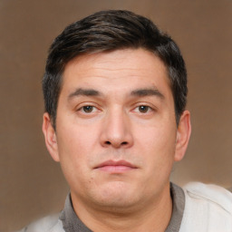 Neutral white adult male with short  brown hair and brown eyes