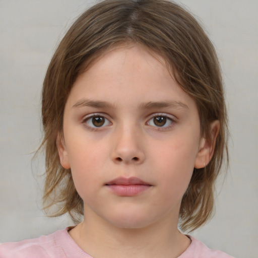 Neutral white child female with medium  brown hair and brown eyes