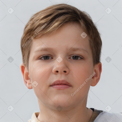 Neutral white child male with short  brown hair and brown eyes