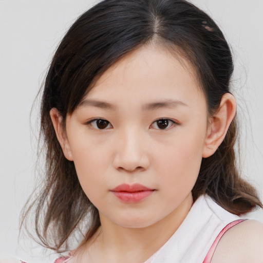 Neutral white child female with medium  brown hair and brown eyes