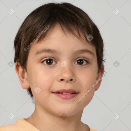 Neutral white child male with short  brown hair and brown eyes