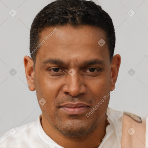 Neutral latino young-adult male with short  brown hair and brown eyes