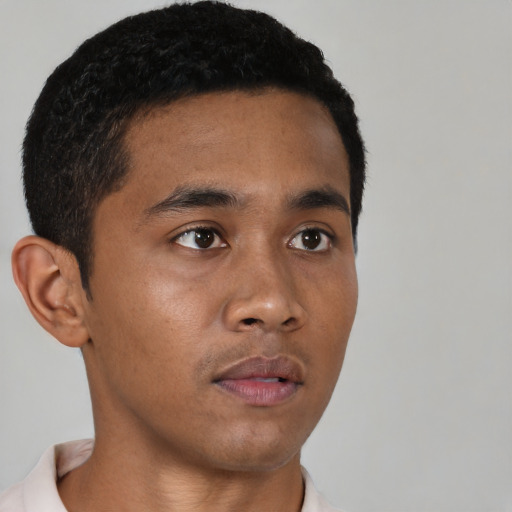 Neutral black young-adult male with short  brown hair and brown eyes