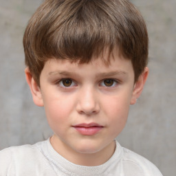 Neutral white child male with short  brown hair and brown eyes