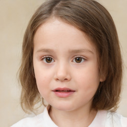 Neutral white child female with medium  brown hair and brown eyes