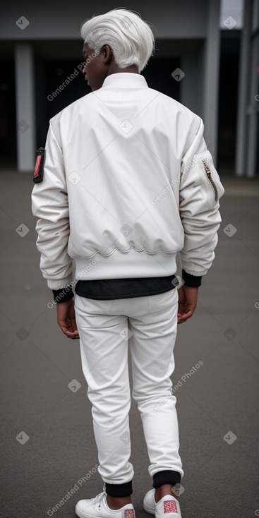 Teenager male with  white hair