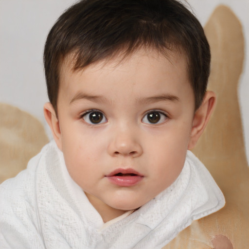 Neutral white child male with short  brown hair and brown eyes