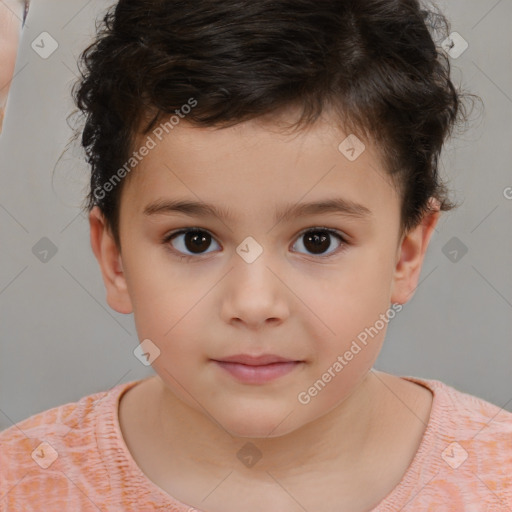 Neutral white child male with short  brown hair and brown eyes