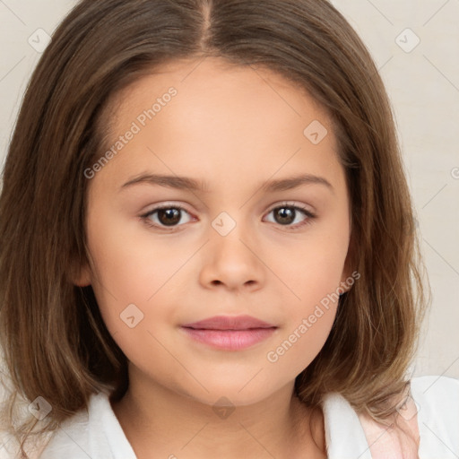 Neutral white child female with medium  brown hair and brown eyes