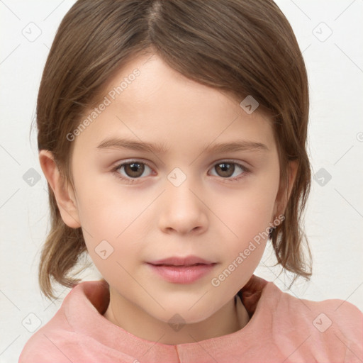 Neutral white child female with medium  brown hair and brown eyes