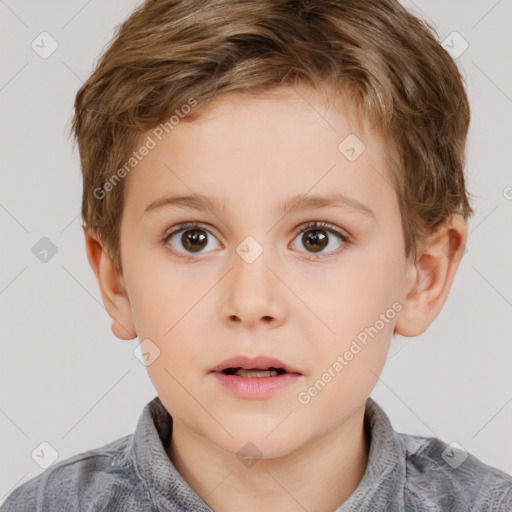 Neutral white child male with short  brown hair and brown eyes