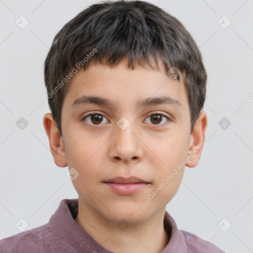 Neutral white child male with short  brown hair and brown eyes