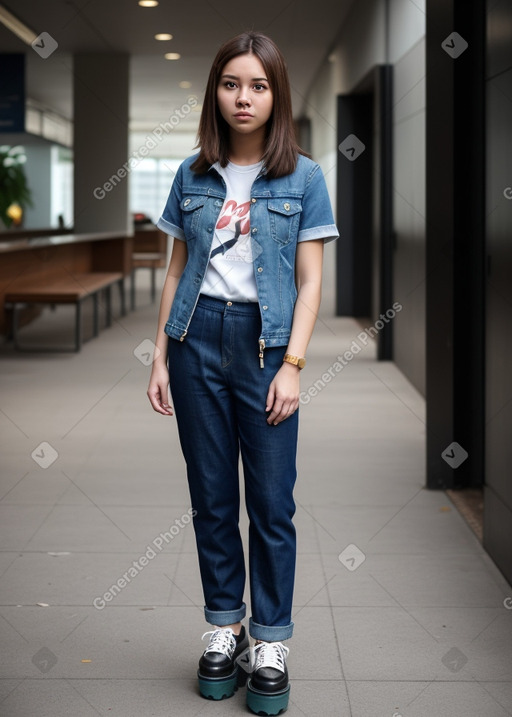 Singaporean young adult female with  brown hair