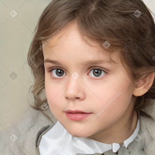 Neutral white child female with medium  brown hair and brown eyes