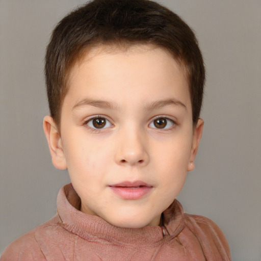 Neutral white child male with short  brown hair and brown eyes