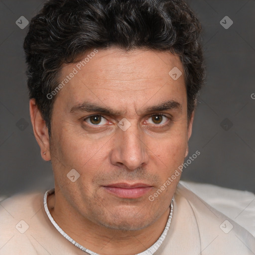 Neutral white adult male with short  brown hair and brown eyes