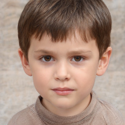 Neutral white child male with short  brown hair and grey eyes