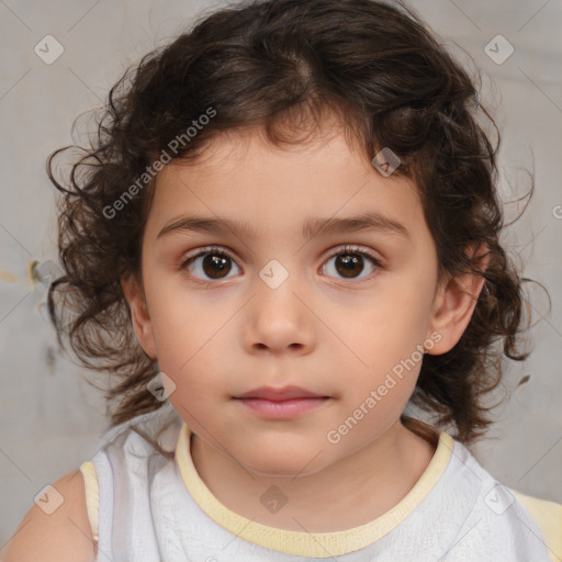 Neutral white child female with medium  brown hair and brown eyes