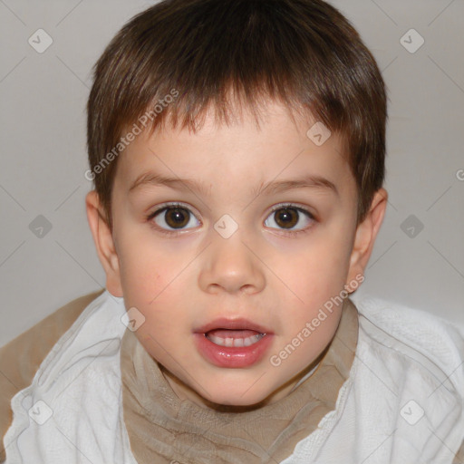 Neutral white child male with short  brown hair and brown eyes