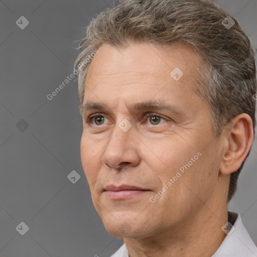 Neutral white adult male with short  brown hair and brown eyes