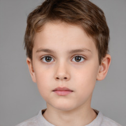 Neutral white child male with short  brown hair and brown eyes