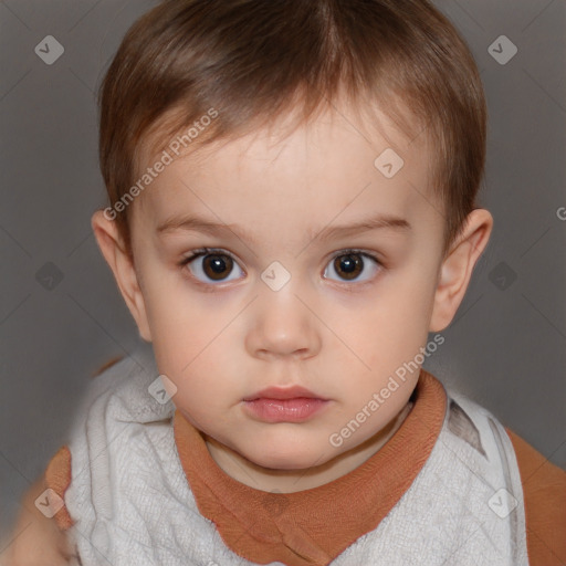 Neutral white child male with short  brown hair and brown eyes