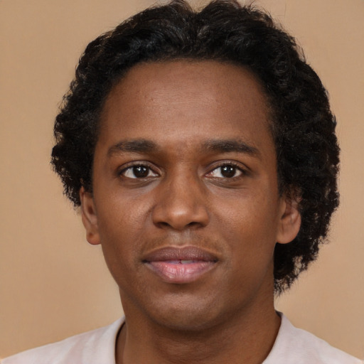 Neutral black adult male with short  brown hair and brown eyes