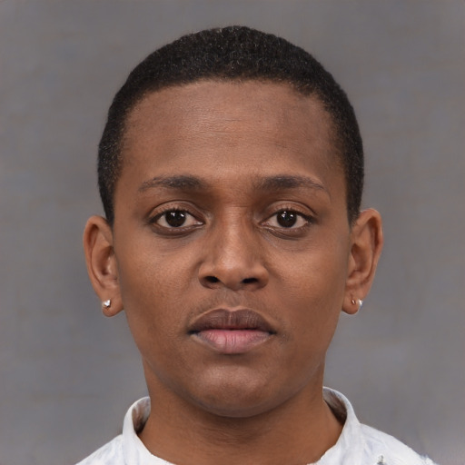 Neutral latino young-adult male with short  brown hair and brown eyes