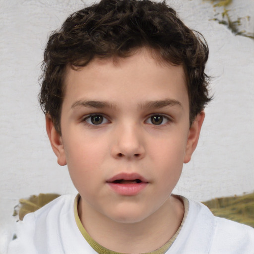 Neutral white child male with short  brown hair and brown eyes