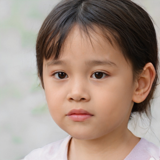 Neutral white child female with medium  brown hair and brown eyes