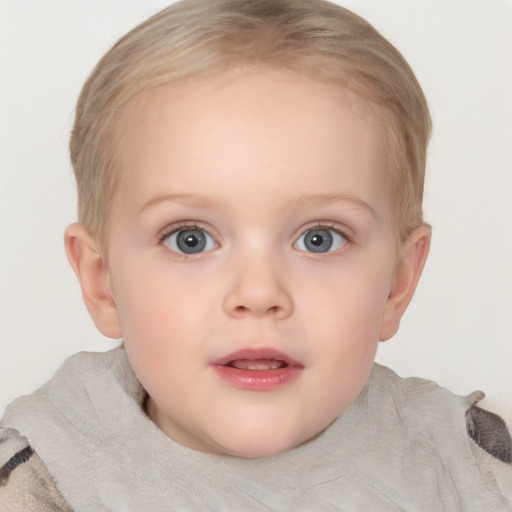 Neutral white child female with medium  brown hair and blue eyes