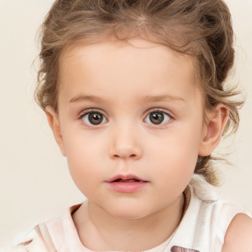 Neutral white child female with medium  brown hair and brown eyes