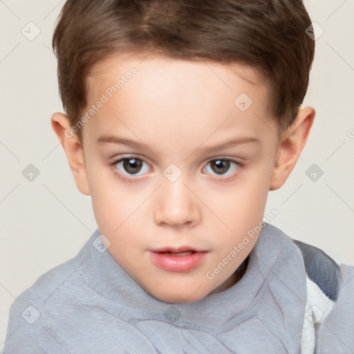 Neutral white child female with short  brown hair and brown eyes