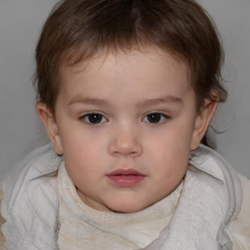 Neutral white child female with short  brown hair and brown eyes