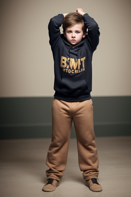 Caucasian child boy with  brown hair