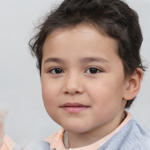 Neutral white child male with short  brown hair and brown eyes