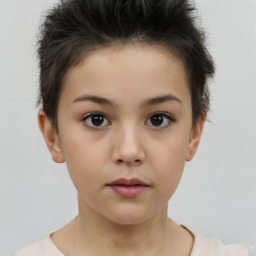 Neutral white young-adult female with short  brown hair and brown eyes