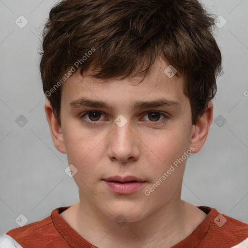 Neutral white child male with short  brown hair and brown eyes